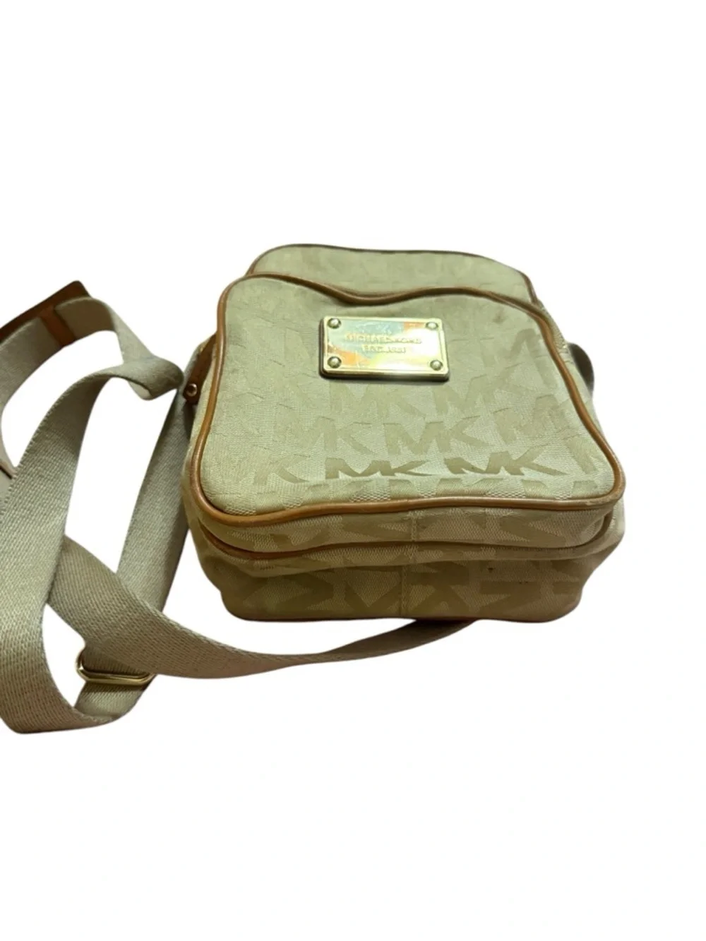 Michael Kors Beige MK Logo Crossbody Bag
